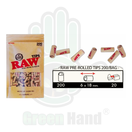 Raw Prerolled Tips - 200 Bolsa